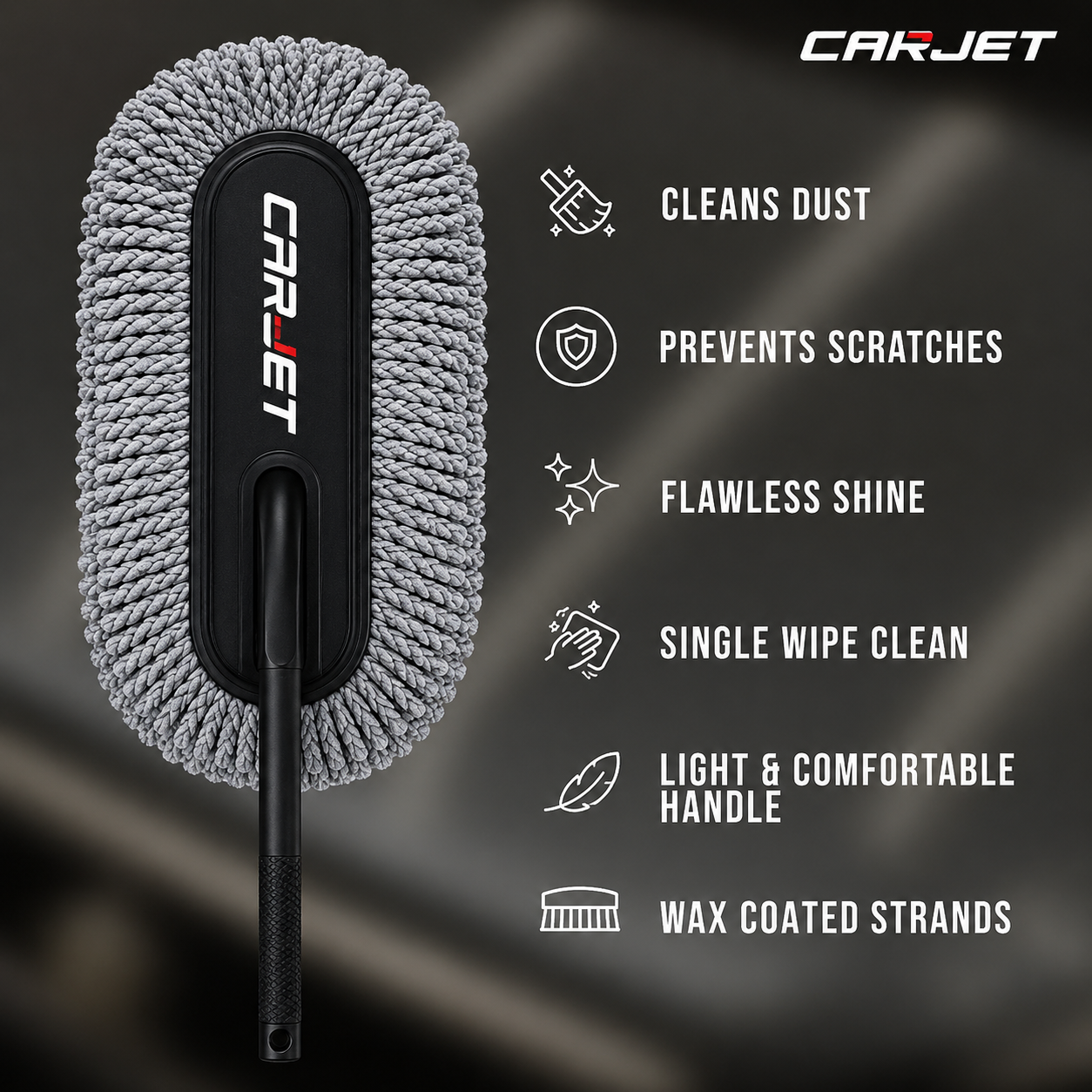 CARJET™ PRO Car Duster - Lint-Free & Scratch-Free Car Cleaner Brush with Long Handle