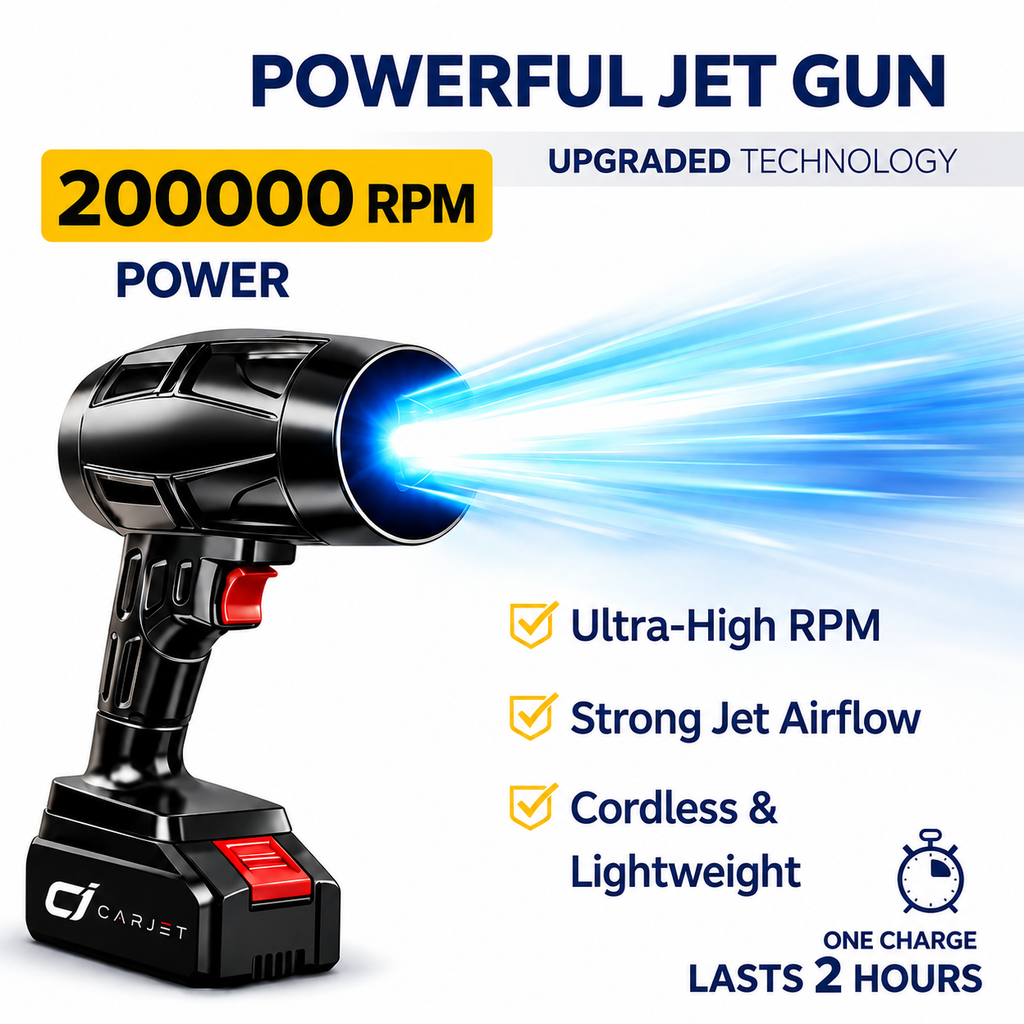 CARJET™ 200000 RPM Cordless JETGUN | 1-Year Warranty | For Cars, Home, PC & Outdoor Cleaning