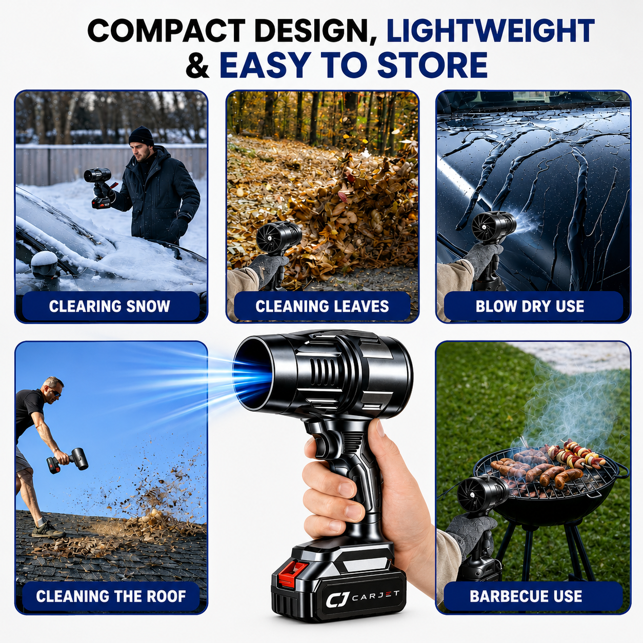 CARJET™ 200000 RPM Cordless JETGUN | 1-Year Warranty | For Cars, Home, PC & Outdoor Cleaning