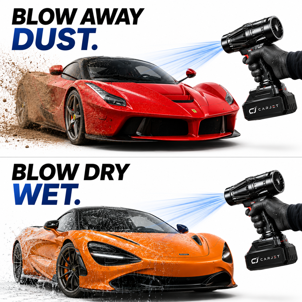 CARJET™ 200000 RPM Cordless JETGUN | 1-Year Warranty | For Cars, Home, PC & Outdoor Cleaning