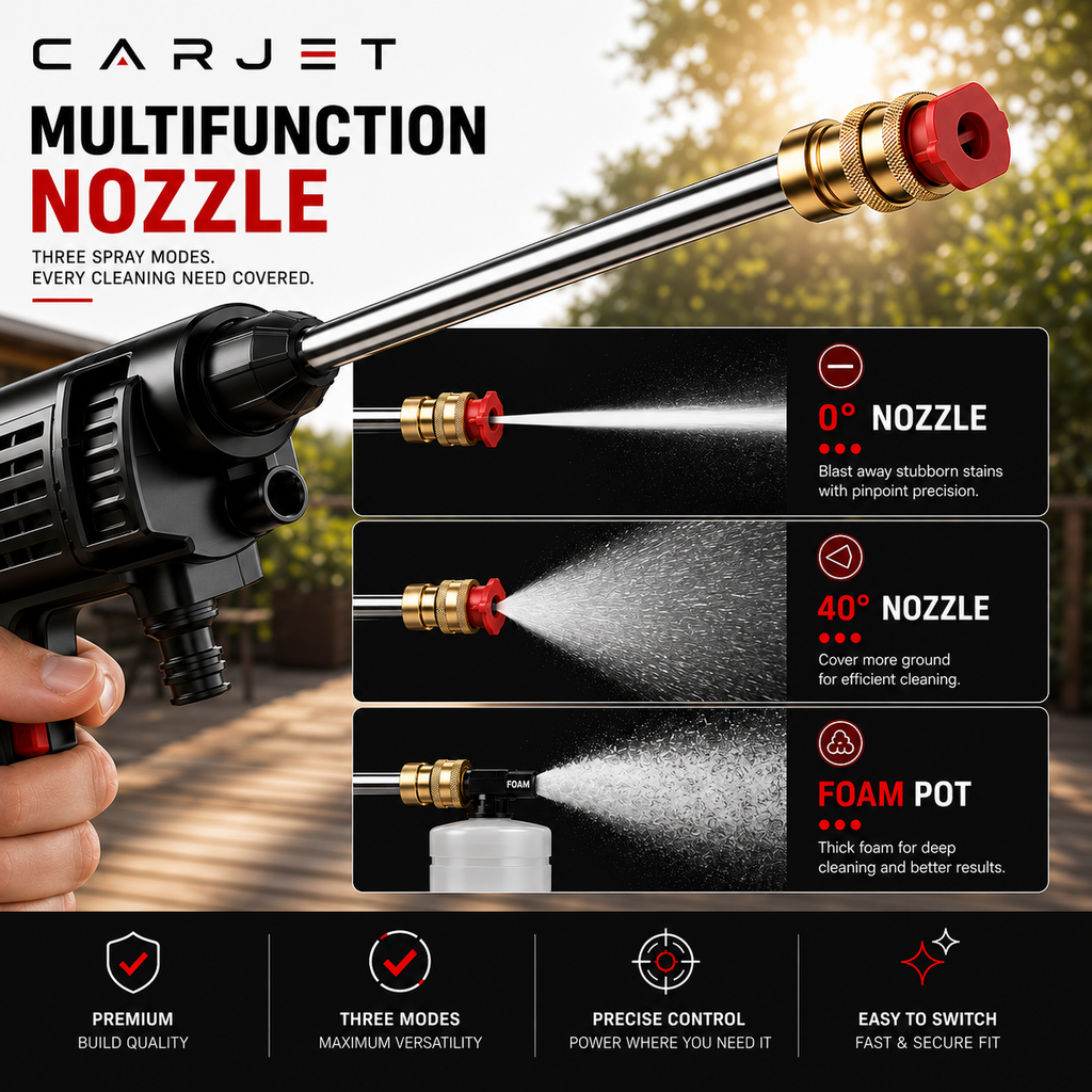 CARJET™ PRO Cordless Pressure Washer | 2× 4000mAh Batteries | 6-in-1 Cleaning Kit | Free Travel Case